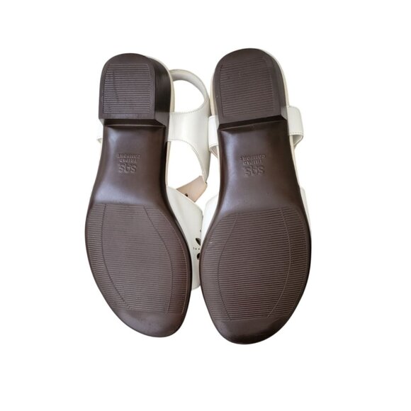 SAS White Sunburst Heel Strap Sandal Women's Sz 9.5 WW - USA Made Retail $149 - Picture 7 of 11